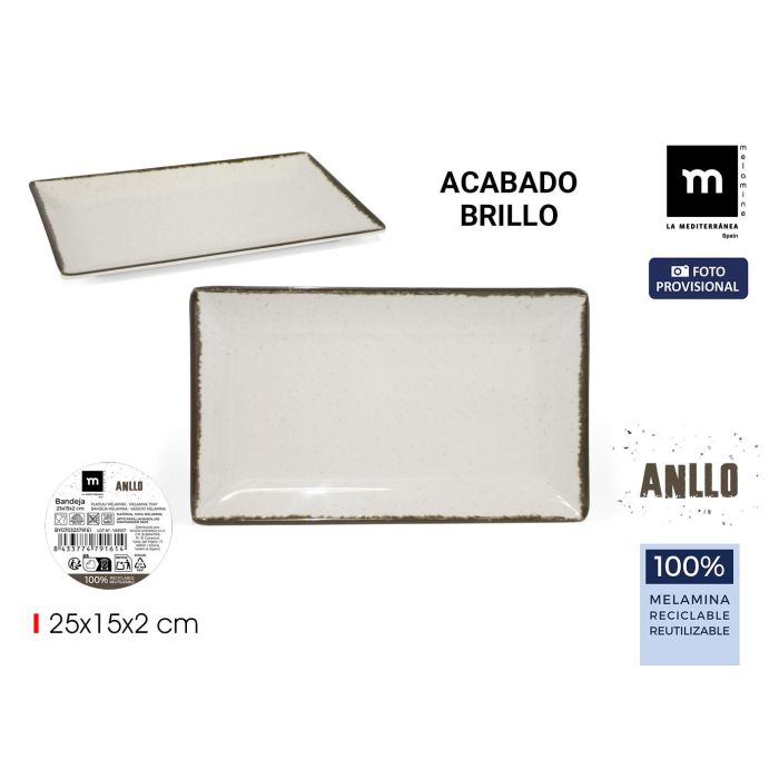 La Mediterrane - Bandeja de melamina brillo Anllo, 25 x 15 x 2 cm (12 Unidades) 0 La Mediterrane - Bandeja de melamina brillo Anllo, 25 x 15 x 2 cm (12 Unidades) 0