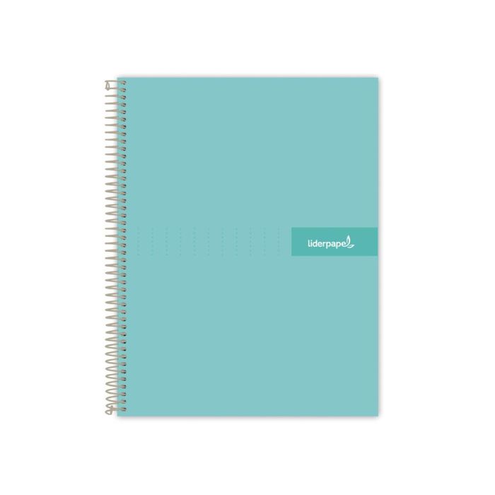 Cuaderno Espiral Liderpapel A4 Crafty Tapa Forrada 80H 90 gr Cuadro 4 mm Con Margen Color Turquesa 5 unidades 2