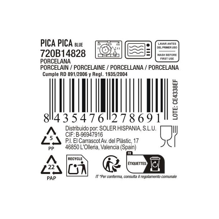 La Mediterranea Bol Aperitivo Pica-Pica Blue 14.4 x 10.5 x 3.1 cm (24 Unidades)