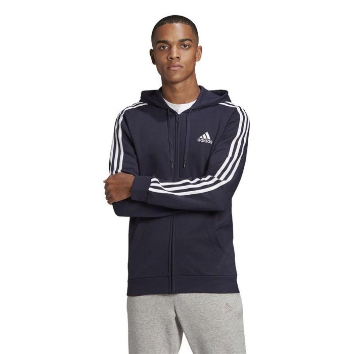 Sudadera con Capucha Hombre Adidas 3 Stripes Azul oscuro 6
