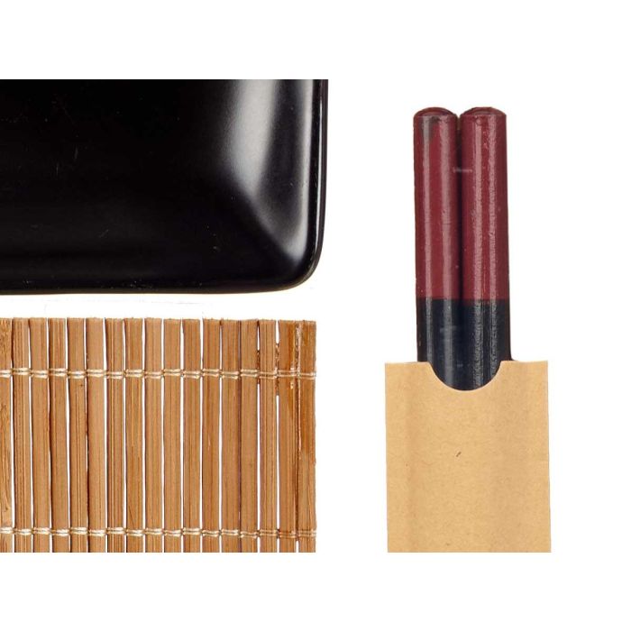 Kinvara Set de Sushi de Cerámica y Bambú Negro 6 Piezas 20x3x27 cm (Set de 12) Kinvara Set de Sushi de Cerámica y Bambú Negro 6 Piezas 20x3x27 cm (Set de 12)