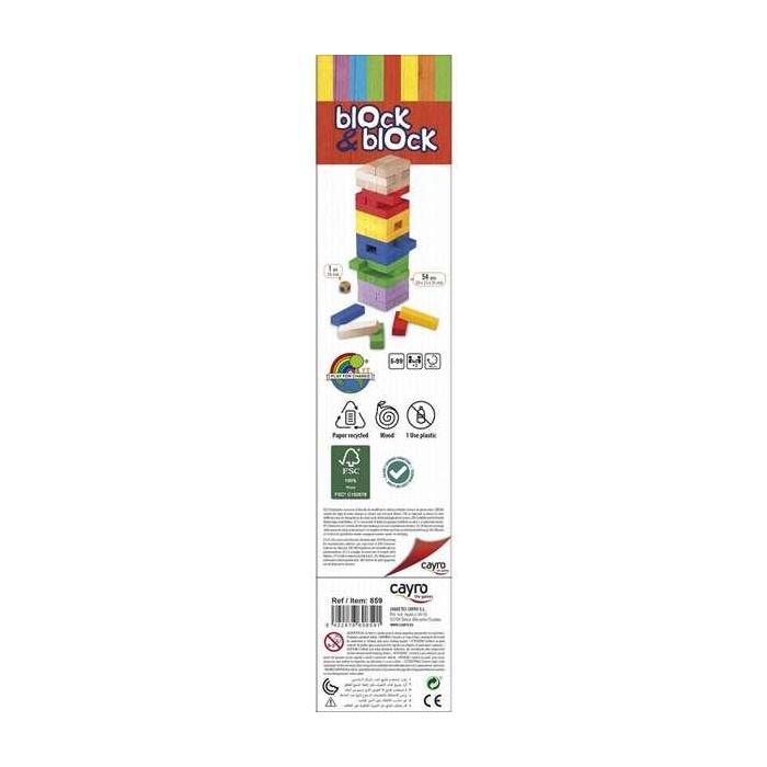 Cayro Juego de Habilidad Block a Block de Madera con Bloques de Colores, Torrepilas de Equilibrio para 2 Jugadores, Edad 3+ años, 8x30x8 cm 5 Cayro Juego de Habilidad Block a Block de Madera con Bloques de Colores, Torrepilas de Equilibrio para 2 Jugadores, Edad 3+ años, 8x30x8 cm 5