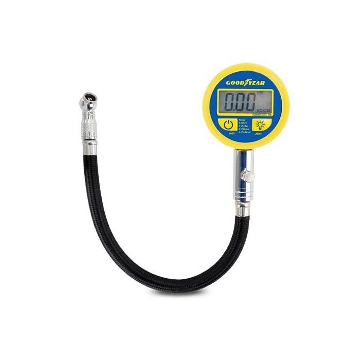 Goodyear GOD0002 Manómetro Digital para Presión de Neumáticos con Tubo, Auto ON/OFF y 4 Unidades (PSI, BAR, KPA, KGF/CM2), Precisión +/-1 PSI Goodyear GOD0002 Manómetro Digital para Presión de Neumáticos con Tubo, Auto ON/OFF y 4 Unidades (PSI, BAR, KPA, KGF/CM2), Precisión +/-1 PSI