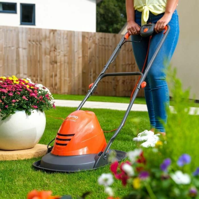 FLYMO Segadora de colchón de aire Turbo Lite 250 1400W Ancho de corte 25cm Altura de corte ajustable 11-31mm (967909401) para jardines pequeños 3