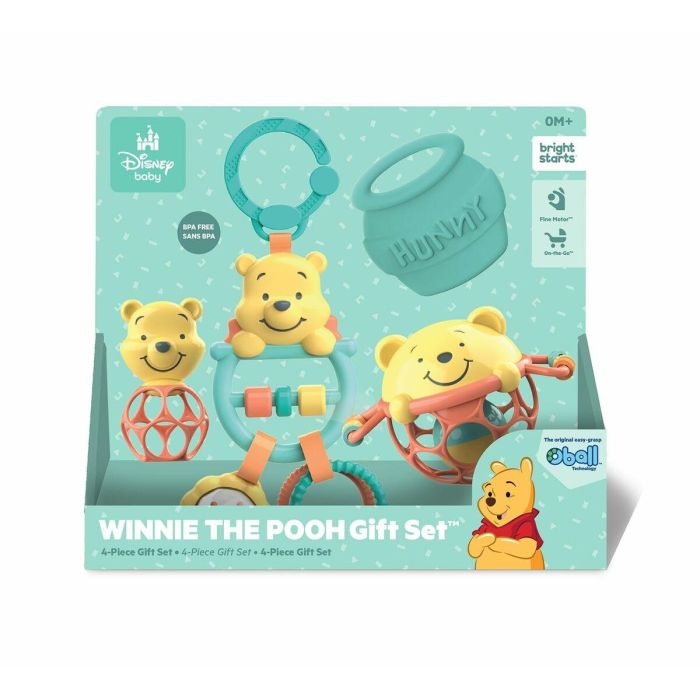 Disney Baby DIS0074451174542 Set de Regalo de Nacimiento para Bebé con Juguetes, Mordedor de Winnie the Pooh, Sonajero y Clip para Cochecito 3