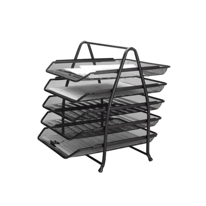 Bandeja Sobremesa Metalica Q-Connect Kf18474 Rejilla Negro 5 Bandejas Movibles 350x275x375 mm