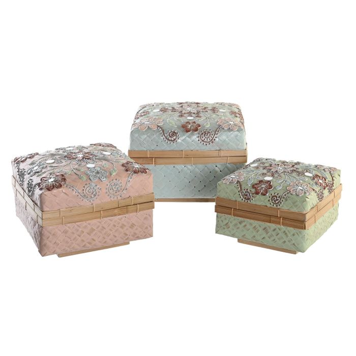 DKD Home Decor Cesta Balines de Bambú Multicolor, Set de 3 Cestas para Almacenamiento y Decoración, 29x29x22 cm 1 DKD Home Decor Cesta Balines de Bambú Multicolor, Set de 3 Cestas para Almacenamiento y Decoración, 29x29x22 cm 1