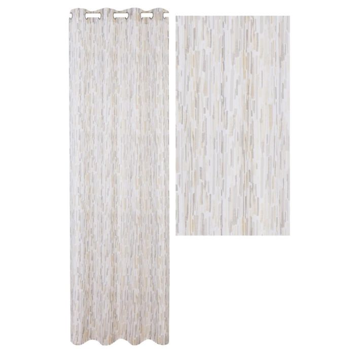 DKD Home Decor Cortina Visillo Moderna de Poliéster Verde y Blanco 270x140 cm (2 Unidades)