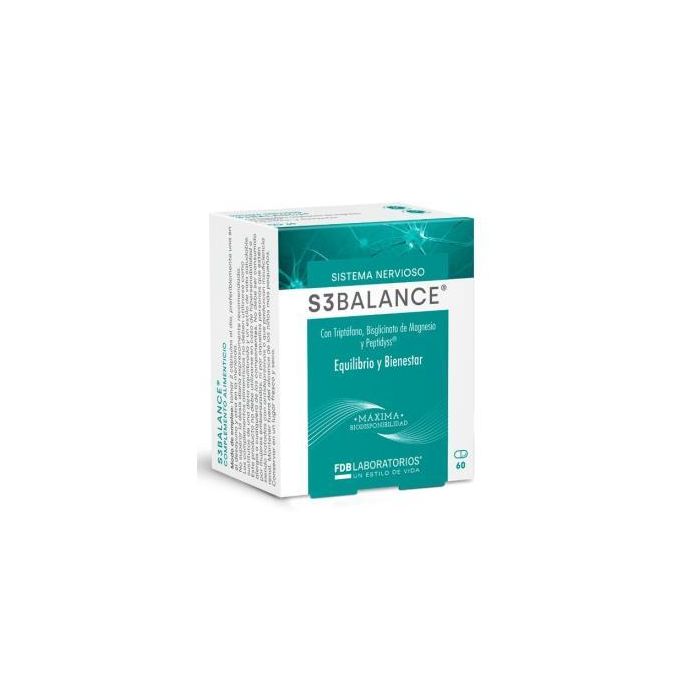 S3 Balance Triptófano y Peptidyss 60 Cápsulas. Mantiene el sistema nervioso en condiciones normales