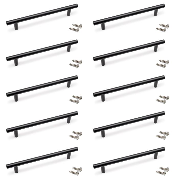Emuca Lote de 10 tiradores para mueble Orlando, L210mm, intereje 160mm, Acero, Pintado negro 0 Emuca Lote de 10 tiradores para mueble Orlando, L210mm, intereje 160mm, Acero, Pintado negro 0