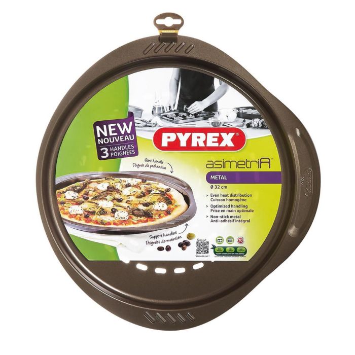 Fuente Pizza Acero Asimetria Pyrex 32 cm