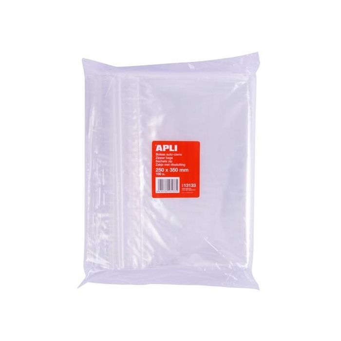 Apli Bolsas Autocierre 250x350 mm Ldpe Transparente Pack 100 Ud Apli Bolsas Autocierre 250x350 mm Ldpe Transparente Pack 100 Ud