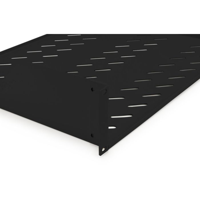 Digitus estante fijo 2U para racks de 450mm profundidad, acero negro (RAL 9005), 88x482x349 mm, hasta 25 kg, incluye fijaciones 1