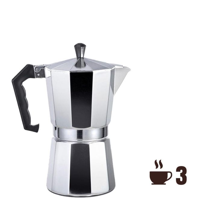 Gourmet Kitchen Cafetera de aluminio 3 tazas para gas, vitrocerámica y placa eléctrica Gourmet Kitchen Cafetera de aluminio 3 tazas para gas, vitrocerámica y placa eléctrica