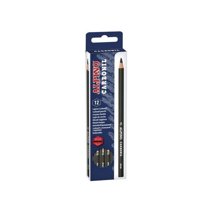 Alpino Lápices Carbonil de Dibujo, Mina Nº 2, Madera de Cedro, para Bocetos y Dibujos, Caja de 12 Unidades