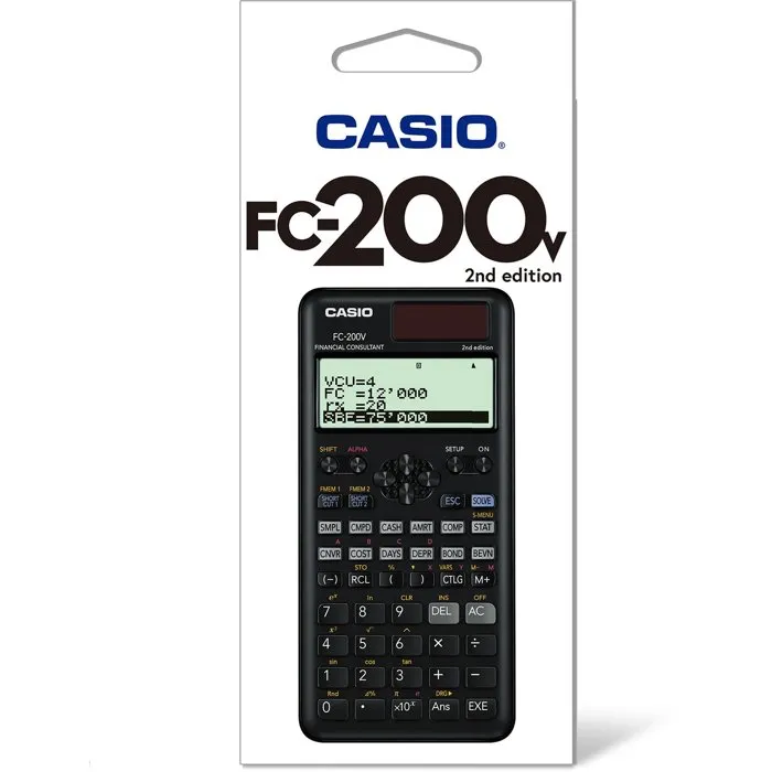Casio Calculadora Científica FC-200 V-2 Solar-Pilas Programable 4 Líneas LCD 10+2 Dígitos Negro 2
