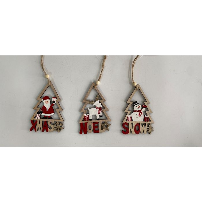 Decoracion Colgante Navidad Tradicional DKD Home Decor Rojo Natural 0.5 x 12 x 7.7 cm (24 Unidades)