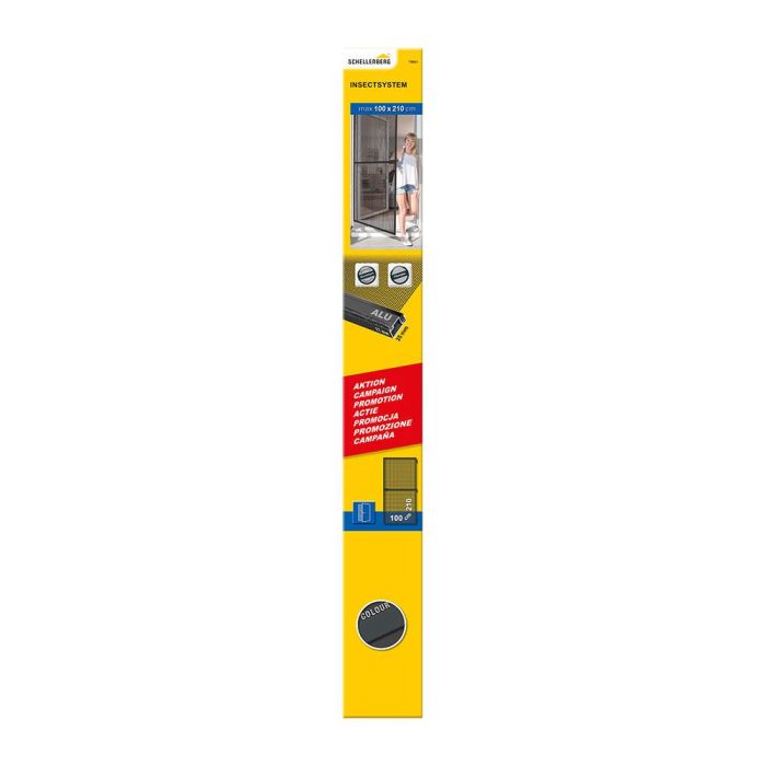 Schellenberg Puerta mosquitera abatible Action antracita 100x210cm - Aluminio, malla fibra vidrio, montaje fácil 1