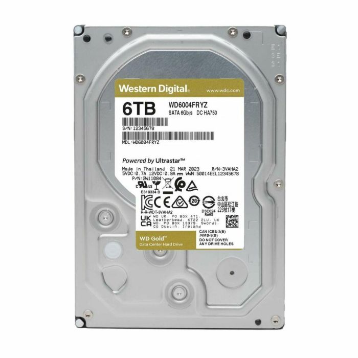 Western Digital WD Gold Disco Duro HDD 6TB SATA III 3.5" 7200 RPM 128MB Caché 1