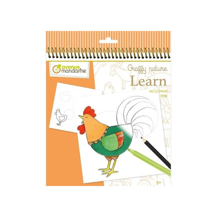 Libro De Colorear Avenue Mandarine Aprende A Dibujar Granja 250G 24H