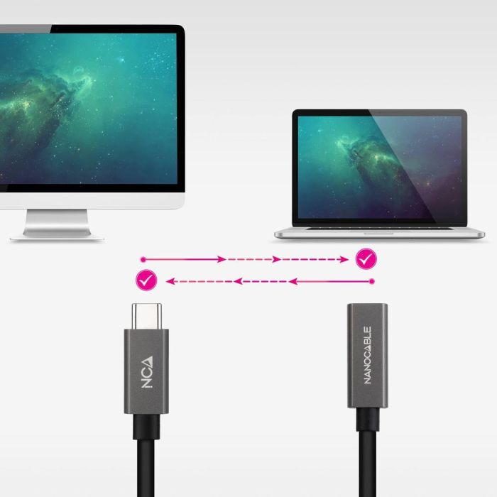 Cable Alargador USB 3.2 Nanocable 10.01.4400/ USB Tipo-C Macho - USB Tipo-C Hembra/ 50cm/ Negro 4 Cable Alargador USB 3.2 Nanocable 10.01.4400/ USB Tipo-C Macho - USB Tipo-C Hembra/ 50cm/ Negro 4