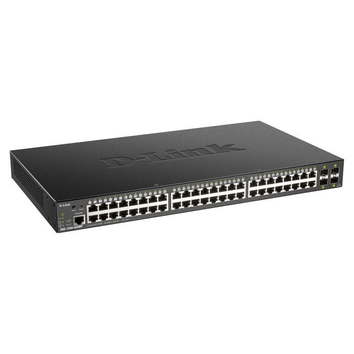 D-Link DGS-1250-52XMP Switch Gestionable PoE L3, 48 Puertos Gigabit + 4 SFP+ 10G, 370W, Conmutador para Redes Empresariales