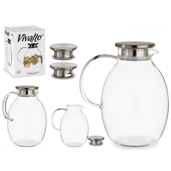 Jarra de Cristal Borosilicato Vivalto 2,5L - 15.5x22x20 cm (6 Unidades) Jarra de Cristal Borosilicato Vivalto 2,5L - 15.5x22x20 cm (6 Unidades)