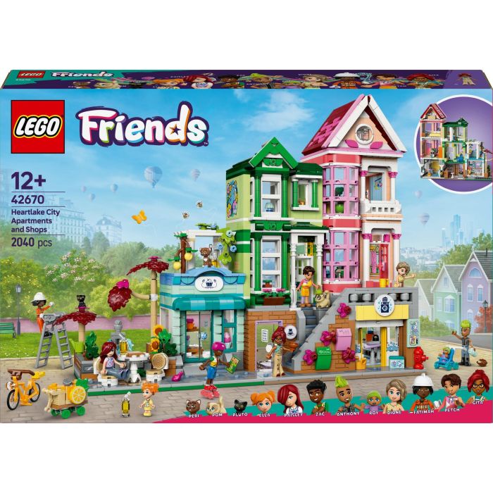 LEGO 42670 Friends Apartamentos y tiendas de Heartlake City Juego creativo para niñas