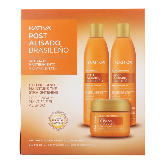 Kativa Post Alisado Brasileño Kit 3 U Champú + Acondicionador + Tratamiento