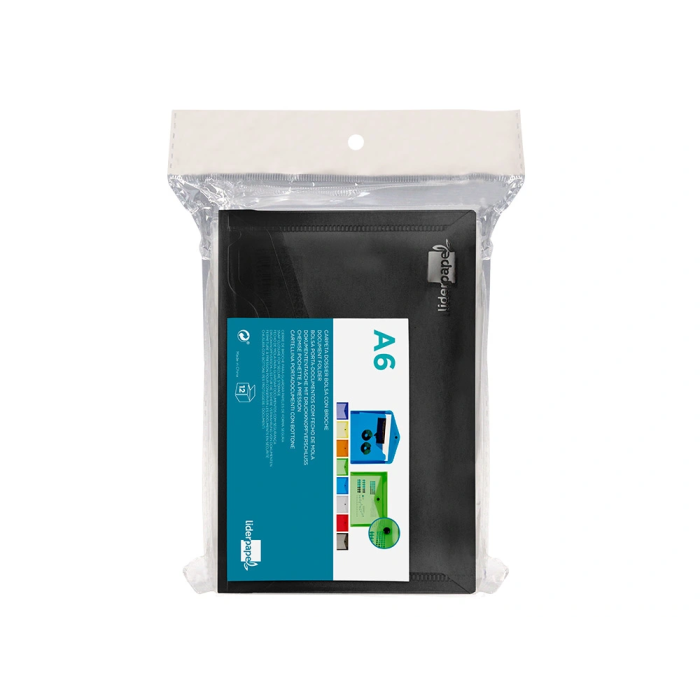 Liderpapel Dossier Carpeta con Broche Polipropileno DIN A6 Negro Opaco 180 micras 8 Liderpapel Dossier Carpeta con Broche Polipropileno DIN A6 Negro Opaco 180 micras 8