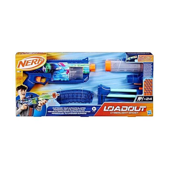 Nerf Load Out Cyberlight Ghost, Pistola de Juguete para Niños, Lanzador de Dardos para Aventura y Acción, Edad Recomendada +8 Años Nerf Load Out Cyberlight Ghost, Pistola de Juguete para Niños, Lanzador de Dardos para Aventura y Acción, Edad Recomendada +8 Años