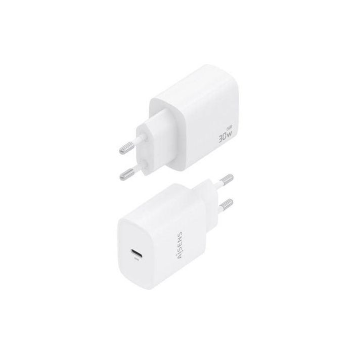 Cargador de Pared GaN Aisens A110-0950/ 1xUSB Tipo-C/ 30W/ Blanco 2 Cargador de Pared GaN Aisens A110-0950/ 1xUSB Tipo-C/ 30W/ Blanco 2