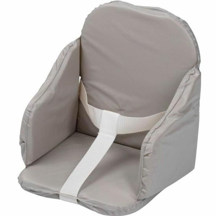 Tineo Cojín de Silla para Bebé PVC Gris con Correas, Acolchado, Fácil de Limpiar, para Silla Alta o de Madera, Fabricación Francesa