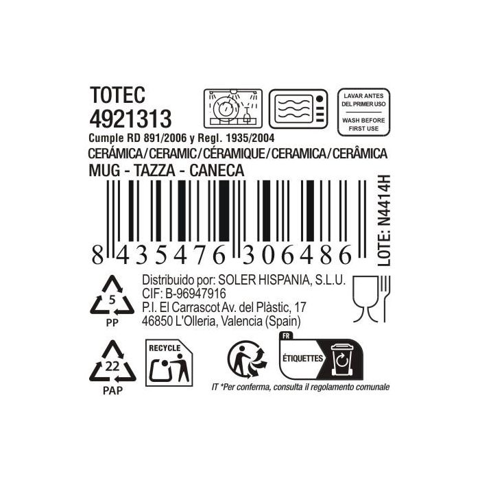 Inde Mug Totec 450 ml - Taza de cerámica Ø9x11.5 cm (18 Unidades) 3
