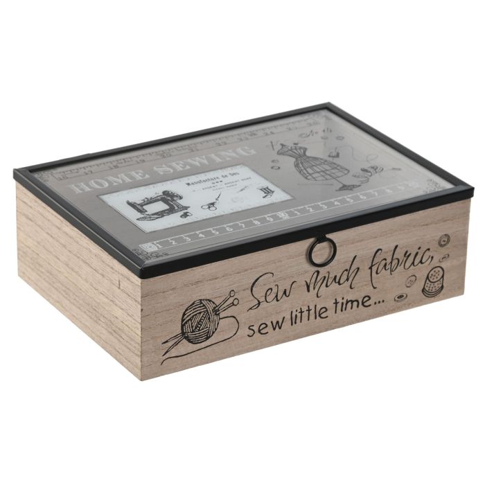 Costurero Vintage DKD Home Decor Natural Negro 17 x 8 x 25 cm (6 Unidades)