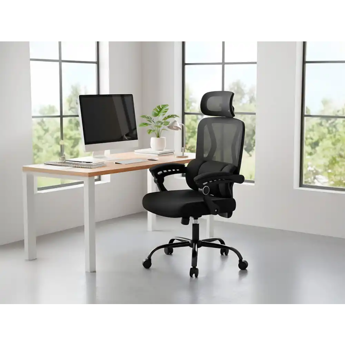 Q-connect Silla de Dirección Reggio Malla Ergonómica Altura Ajustable Color Gris Cuerpo Blanco Ruedas Premium 7