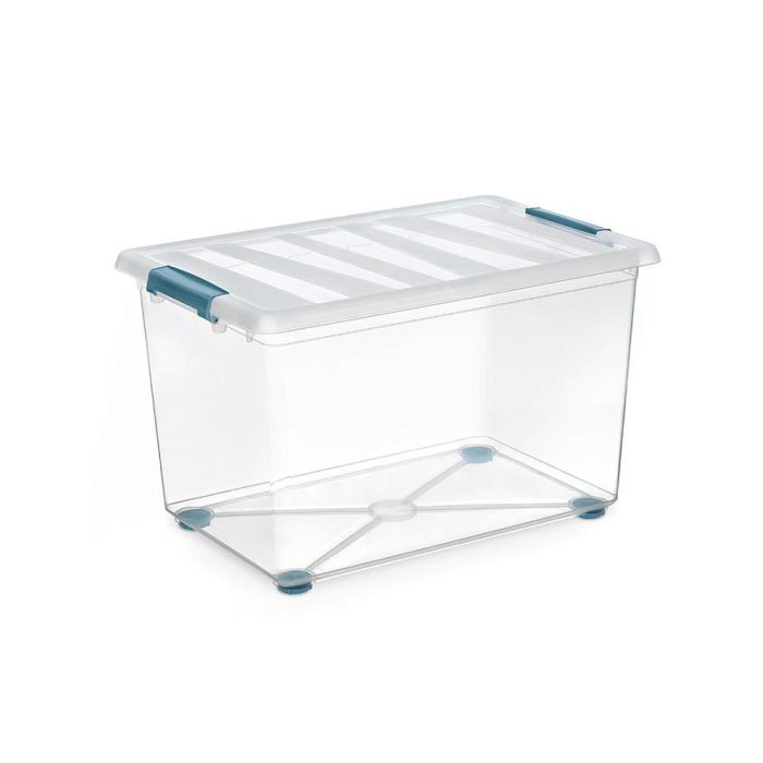Domo Pack Living Caja de almacenaje transparente 57l polipropileno con ruedas y asas ergonómicas 59x39x36,5cm 1 Domo Pack Living Caja de almacenaje transparente 57l polipropileno con ruedas y asas ergonómicas 59x39x36,5cm 1