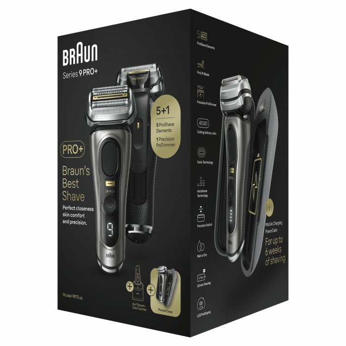 Braun Series 9 Pro+ 9575cc Máquina de afeitar de láminas Wet & Dry recargable con base de limpieza y carga 3 Braun Series 9 Pro+ 9575cc Máquina de afeitar de láminas Wet & Dry recargable con base de limpieza y carga 3