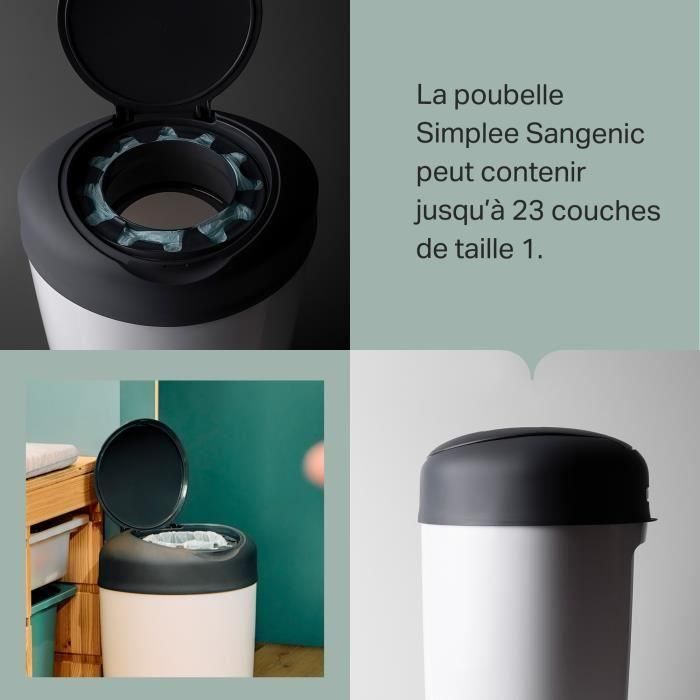 Tommee Tippee Sangenic Bandeja de Enlace de una Capa, Antiolor y Antibacteriana, Gris y Blanco 4