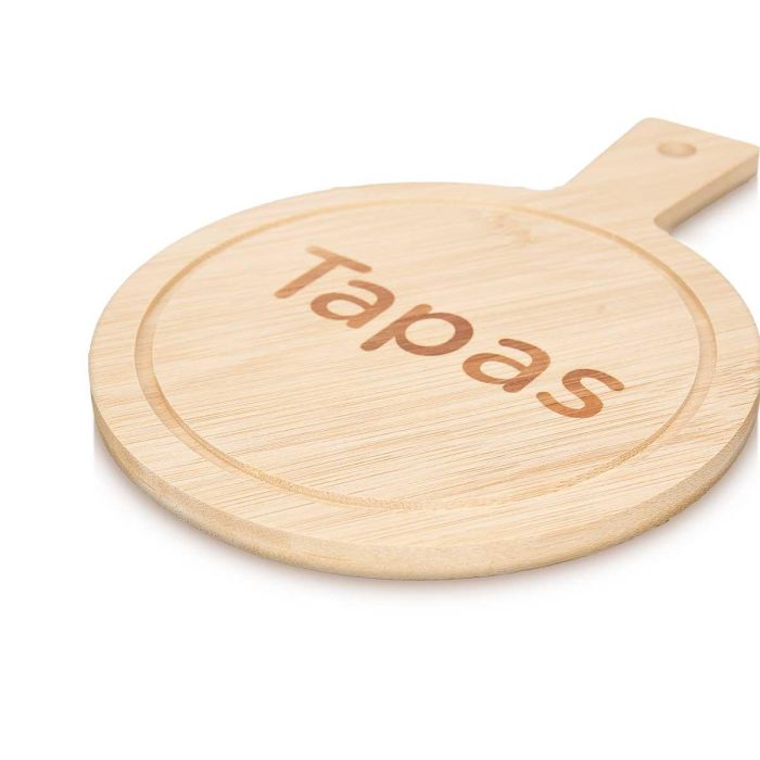 Kinvara Tabla Redonda Bambú y Pizarra para Tapas 14x19 cm (Set de 48)