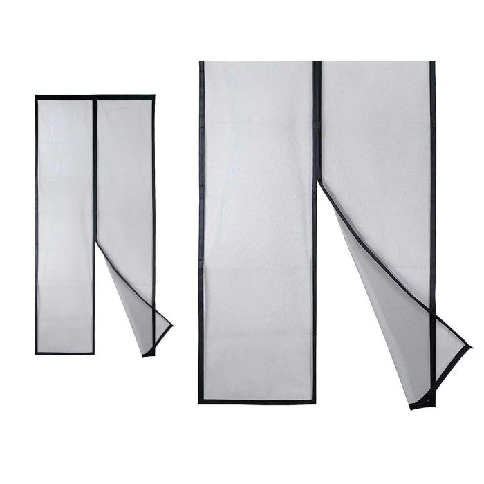 Ibergarden Mosquitera Magnética de Poliéster para Puerta, 90x210 cm, Negro (12 Unidades) 1