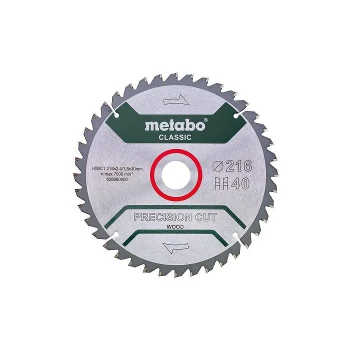 Metabo Hoja de sierra circular de corte de precisión - 216 mm - 40 dientes - Para sierras de inglete y radiales 1
