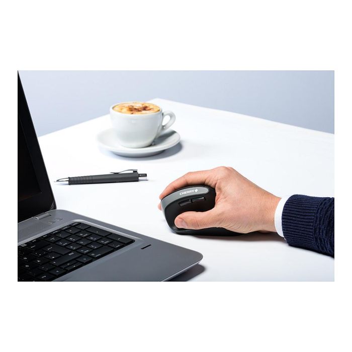 Cherry MW 4500 Ratón Inalámbrico Ergonómico con Diseño 45° para Mayor Comodidad, Resolución Ajustable hasta 1200 dpi y Nano Receptor 3
