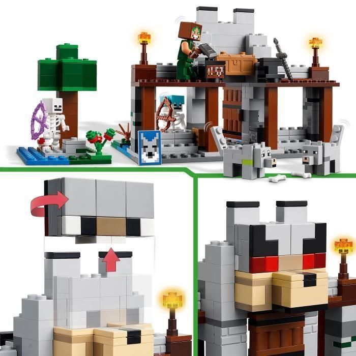 LEGO 21261 Minecraft Fortaleza del Lobo - Set de Construcción y Juego de Exploración con Esqueletos 2