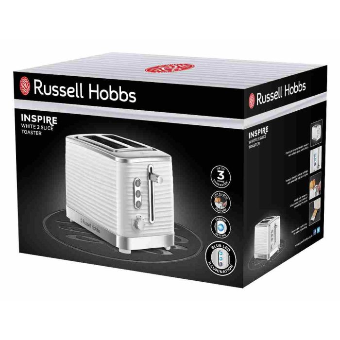Russell Hobbs 24370-56 Tostador Inspire Blanco con Calientapanecillos y Función Levantar y Ver 4