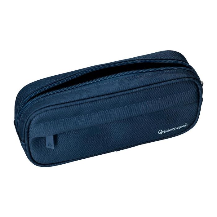 Estuche Portatodo Liderpapel Classic Ovalado 2 Cremalleras Con Bolsillo Delantero 210x90 mm Azul Marino 7