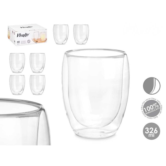 Vivalto Vaso de Vidrio Borosilicato 325 ml 8x11x8 cm (24 Unidades) Vivalto Vaso de Vidrio Borosilicato 325 ml 8x11x8 cm (24 Unidades)
