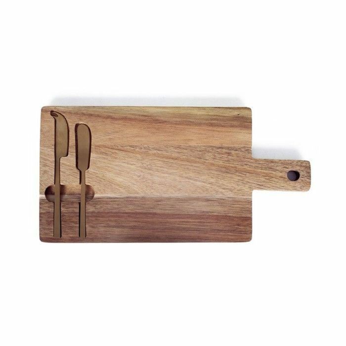 Livoo MEC138 LIV1695271684324 Tabla de Quesos de Madera de Acacia FSC 38x20 cm con 2 Cuchillos Magnéticos 2