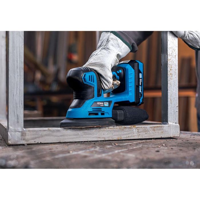 Koma Tools Lijadora Mouse 20V (sin Batería ni Cargador) 20v-lm 20,4 x 15,5 cm, Mango Ergonómico, Velcro, Incluye Filtro y Lijas 6