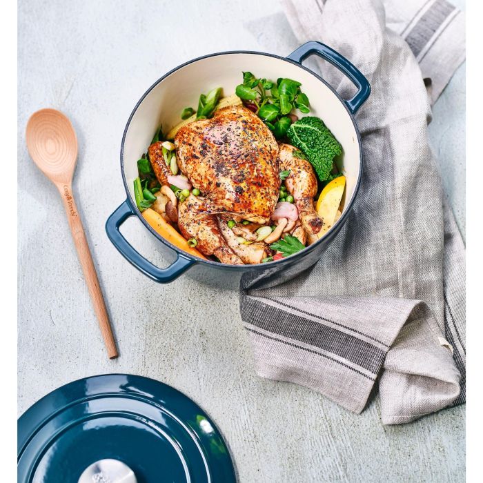 Cosy & Trendy COS5401110056843 Cacerola con tapa de hierro fundido esmaltado, Ø24 cm, 4.6 L, apta para todo tipo de cocinas, inducción, Azul 2